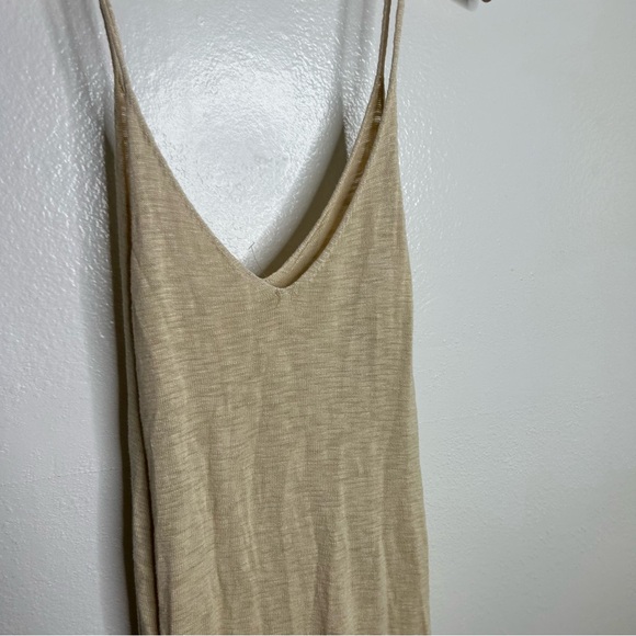 Free People Knit Cotton Viscose Neutral Long Tunic Tank Top Size Small - Picture 7 of 13
